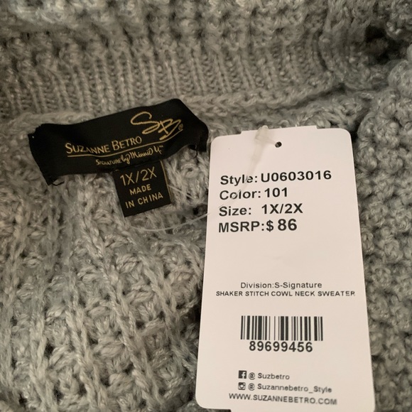 NWT Gray Waffle-Knit Cowl Neck Sweater - Picture 2 of 5